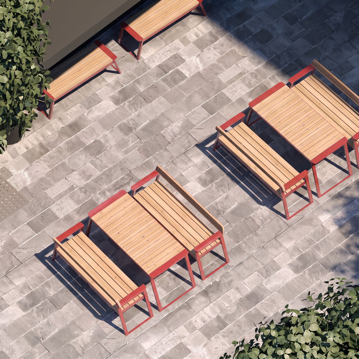 Gewerbefabrik Sitzbank Rottenburg Outdoor Bank Parkbank Holz Rot RAL 3001 Park