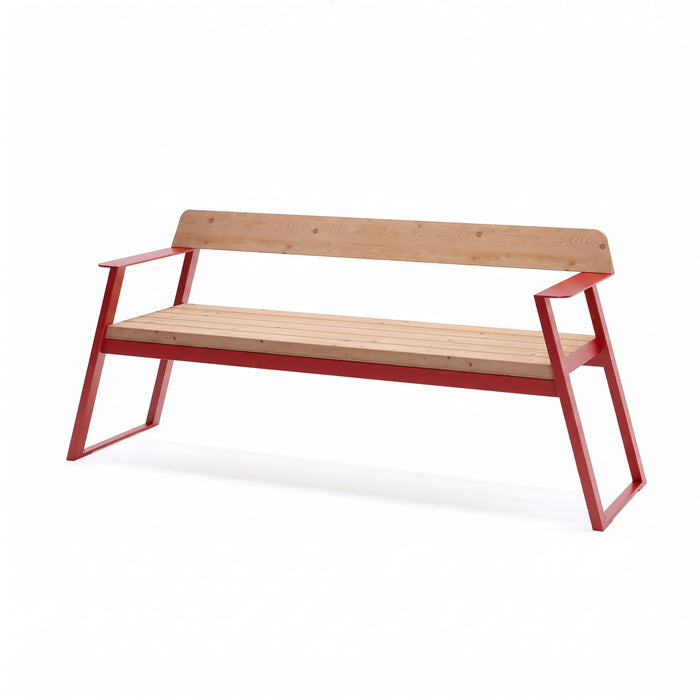 Gewerbefabrik Sitzbank Rottenburg Outdoor Bank Parkbank Holz Rot RAL 3001