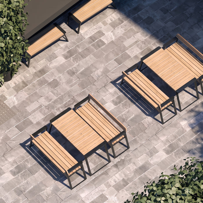 Gewerbefabrik Sitzbank Rottenburg Outdoor Bank Parkbank Holz Schwarz RAL 9017 Park