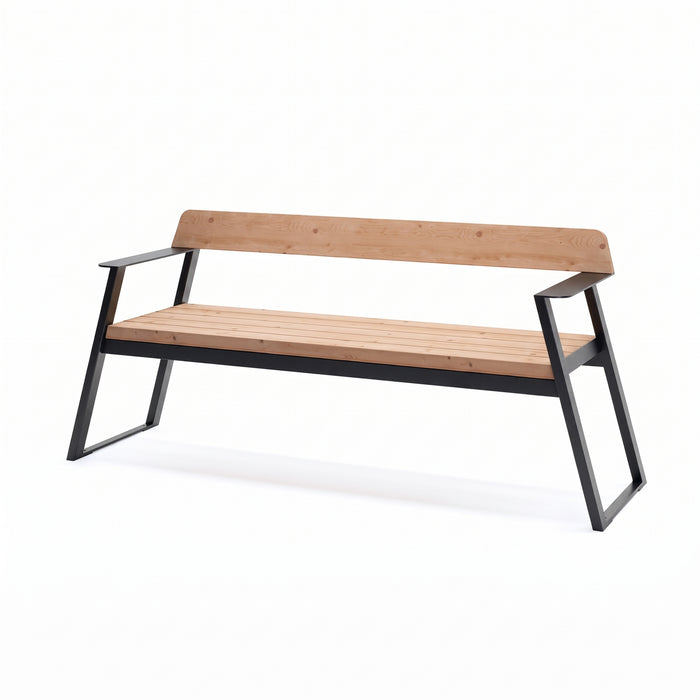 Gewerbefabrik Sitzbank Rottenburg Outdoor Bank Parkbank Holz Schwarz RAL 9017
