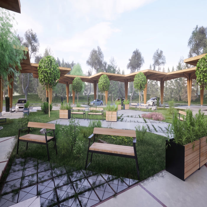 Gewerbefabrik Sitzbank Rottenburg Outdoor Bank Parkbank Holz Schwarz RAL 9017 Stadt