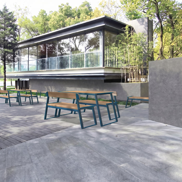 Gewerbefabrik Sitzbank Rottendorf Outdoor Bank Parkbank Holz Blau RAL 5005 Park