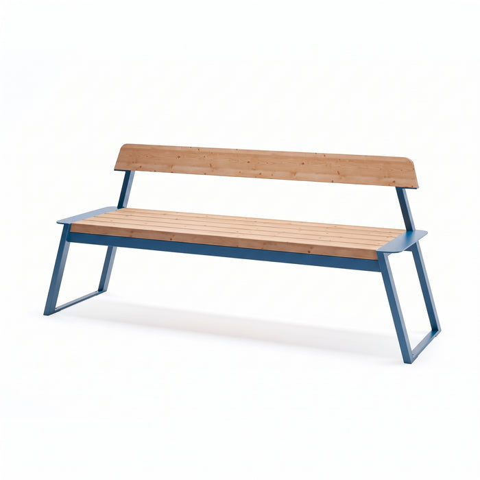 Gewerbefabrik Sitzbank Rottendorf Outdoor Bank Parkbank Holz Blau RAL 5005