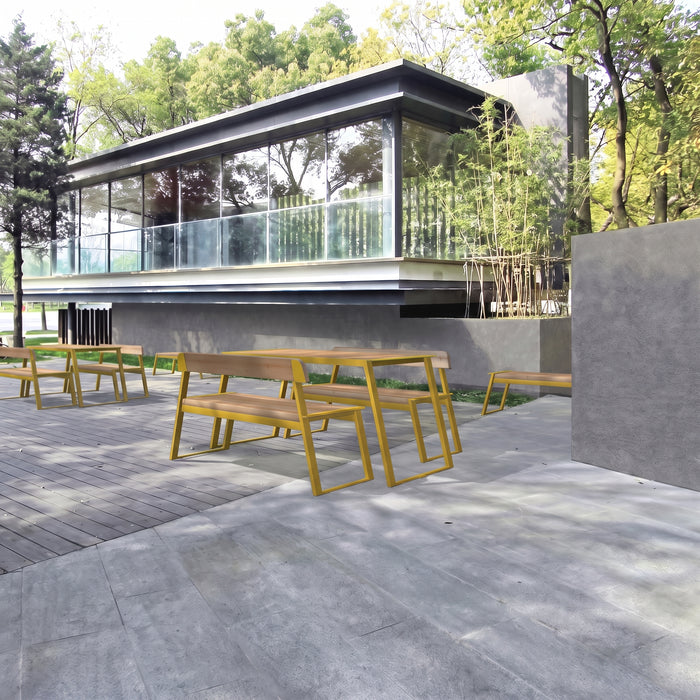 Gewerbefabrik Sitzbank Rottendorf Outdoor Bank Parkbank Holz Gelb RAL 1028 Park