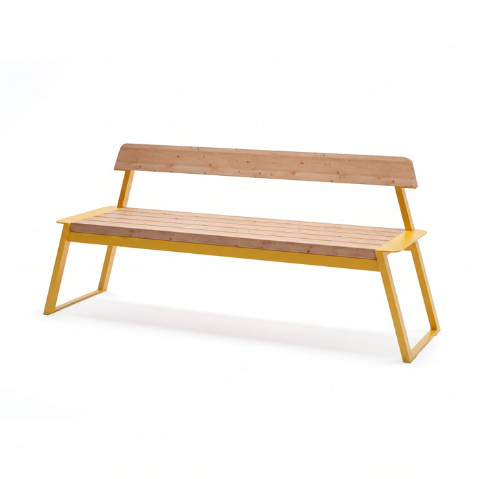 Gewerbefabrik Sitzbank Rottendorf Outdoor Bank Parkbank Holz Gelb RAL 1028