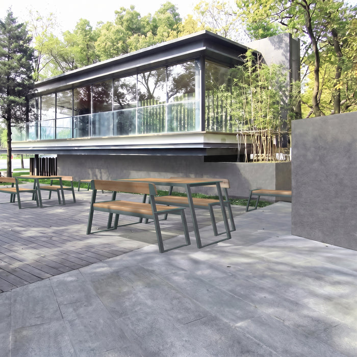 Gewerbefabrik Sitzbank Rottendorf Outdoor Bank Parkbank Holz Grau RAL 7011 Park