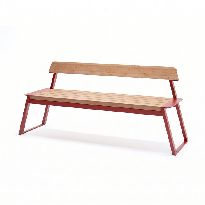 Gewerbefabrik Sitzbank Rottendorf Outdoor Bank Parkbank Holz Rot RAL 3001
