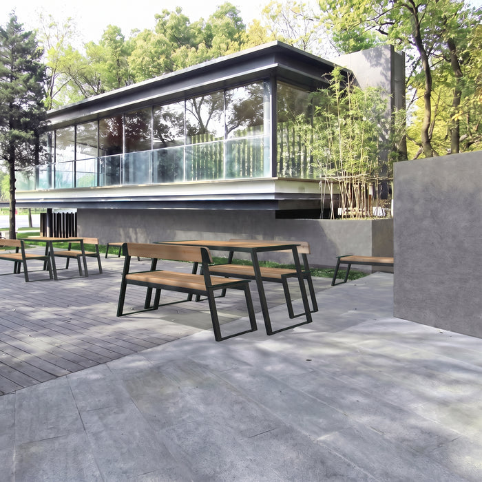 Gewerbefabrik Sitzbank Rottendorf Outdoor Bank Parkbank Holz Schwarz RAL 9017 Park