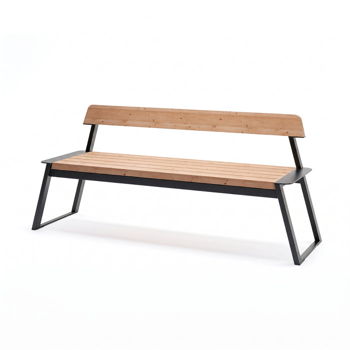 Gewerbefabrik Sitzbank Rottendorf Outdoor Bank Parkbank Holz Schwarz RAL 9017