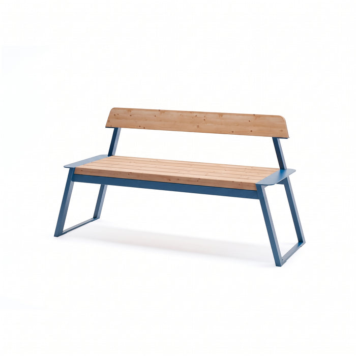 Gewerbefabrik Sitzbank Rottweil Outdoor Bank Parkbank Holz Blau RAL 5005