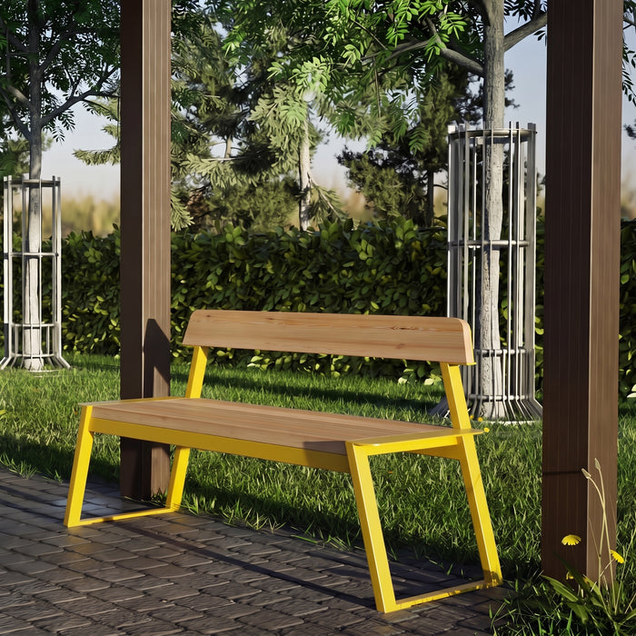 Gewerbefabrik Sitzbank Rottweil Outdoor Bank Parkbank Holz Gelb RAL 1028 Park
