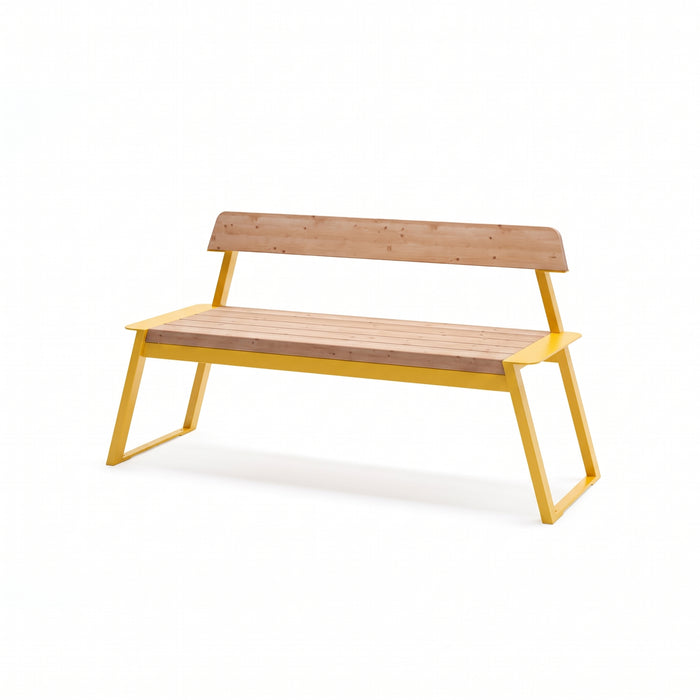 Gewerbefabrik Sitzbank Rottweil Outdoor Bank Parkbank Holz Gelb RAL 1028