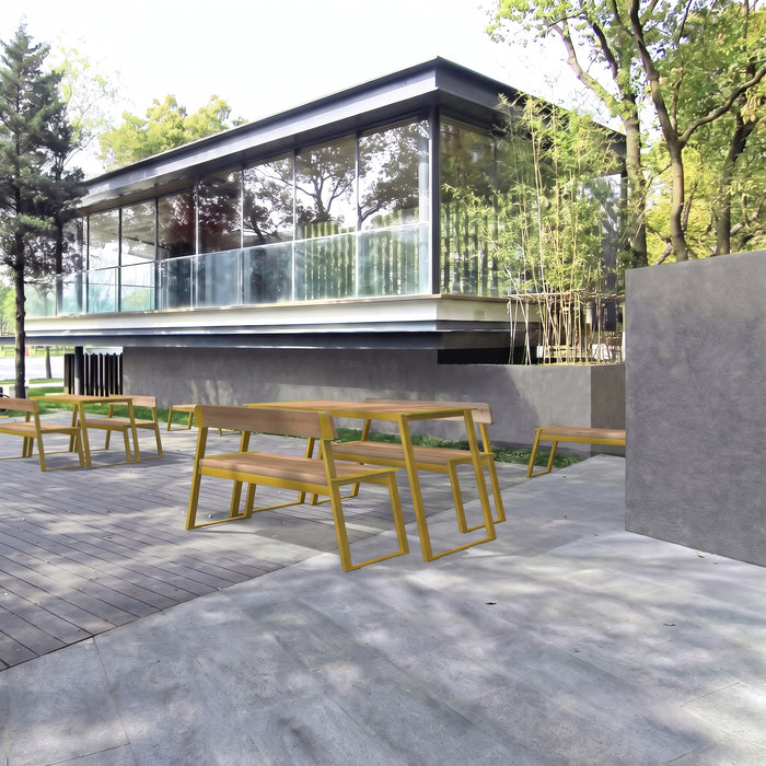 Gewerbefabrik Sitzbank Rottweil Outdoor Bank Parkbank Holz Gelb RAL 1028 Stadt