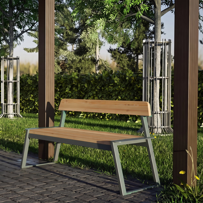 Gewerbefabrik Sitzbank Rottweil Outdoor Bank Parkbank Holz Grau RAL 7011 Park