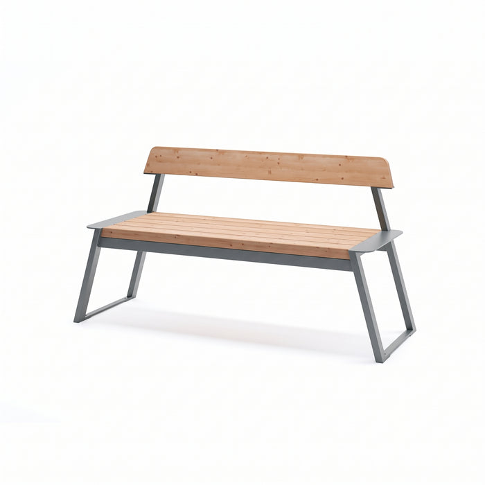 Gewerbefabrik Sitzbank Rottweil Outdoor Bank Parkbank Holz Grau RAL 7011