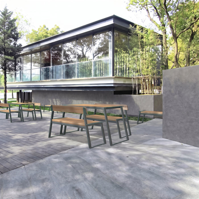 Gewerbefabrik Sitzbank Rottweil Outdoor Bank Parkbank Holz Grau RAL 7011 Stadt
