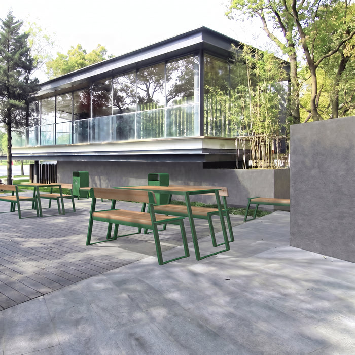 Gewerbefabrik Sitzbank Rottweil Outdoor Bank Parkbank Holz Grün RAL 6018 Stadt