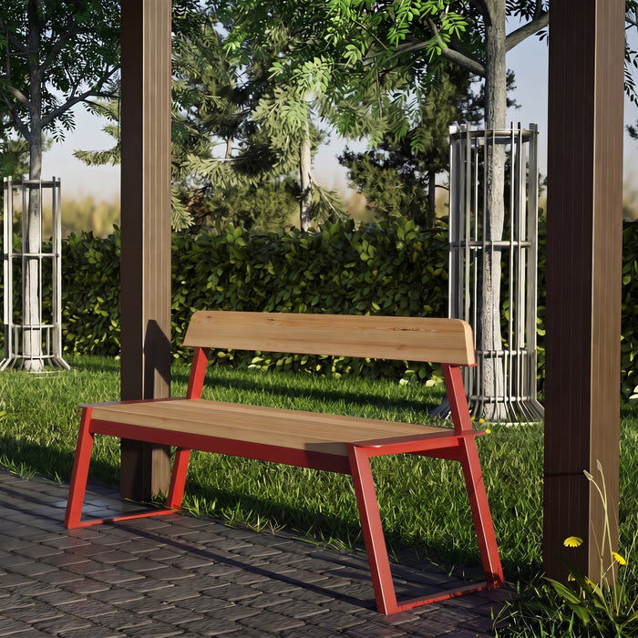 Gewerbefabrik Sitzbank Rottweil Outdoor Bank Parkbank Holz Rot RAL 3001 Park