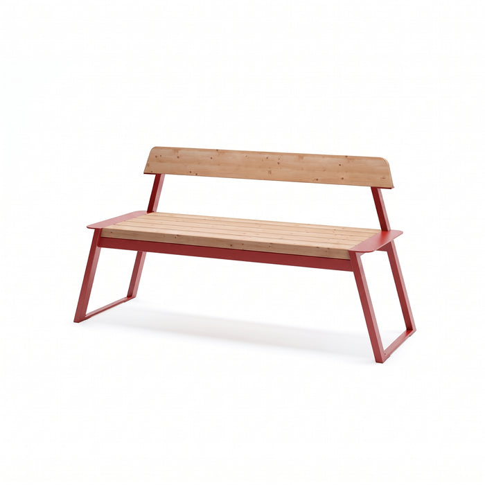 Gewerbefabrik Sitzbank Rottweil Outdoor Bank Parkbank Holz Rot RAL 3001