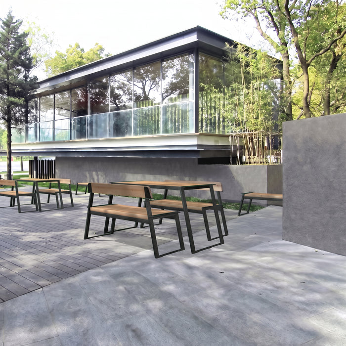 Gewerbefabrik Sitzbank Rottweil Outdoor Bank Parkbank Holz Schwarz RAL 9017 Stadt