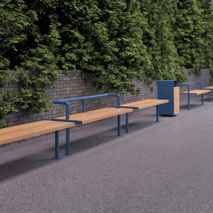 Gewerbefabrik Sitzbank Trebbin Outdoor Bank Parkbank Holz Blau RAL 5005 Park