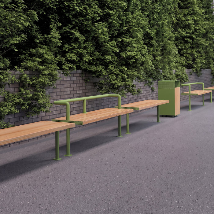 Gewerbefabrik Sitzbank Trebbin Outdoor Bank Parkbank Holz Grün RAL 6018 Park