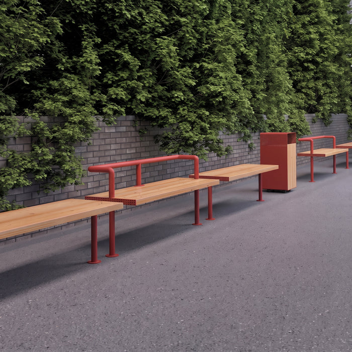 Gewerbefabrik Sitzbank Trebbin Outdoor Bank Parkbank Holz Rot RAL 3001 Park