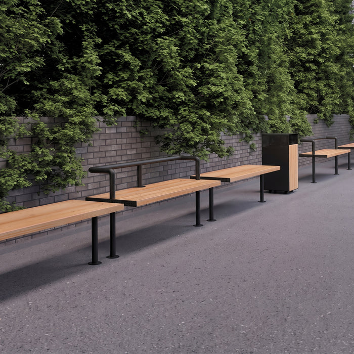 Gewerbefabrik Sitzbank Trebbin Outdoor Bank Parkbank Holz Schwarz RAL 9017 Park