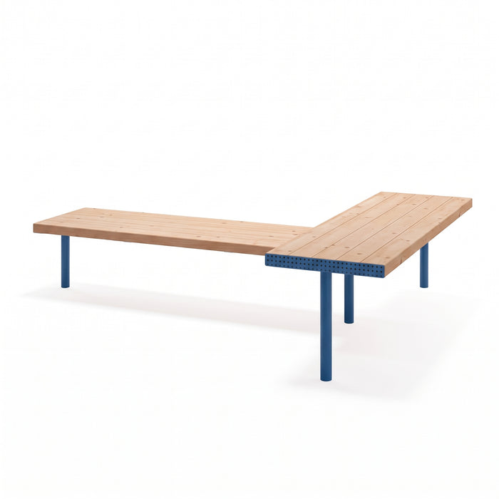 Gewerbefabrik Sitzbank Trebgast Outdoor Bank Parkbank Holz Blau RAL 5005