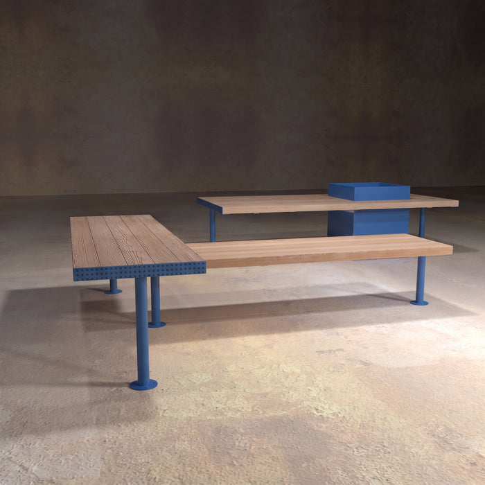 Gewerbefabrik Sitzbank Trebgast Outdoor Bank Parkbank Holz Blau RAL 5005 Stadt