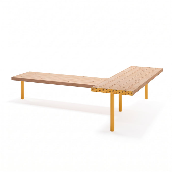 Gewerbefabrik Sitzbank Trebgast Outdoor Bank Parkbank Holz Gelb RAL 1028