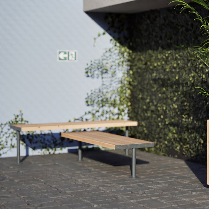 Gewerbefabrik Sitzbank Trebgast Outdoor Bank Parkbank Holz Grau RAL 7011 Park