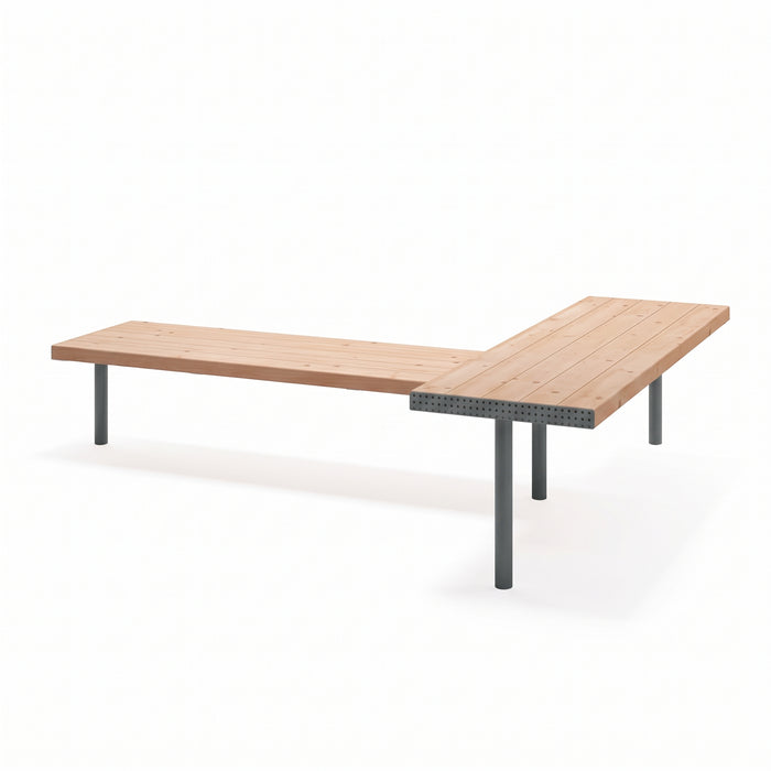 Gewerbefabrik Sitzbank Trebgast Outdoor Bank Parkbank Holz Grau RAL 7011