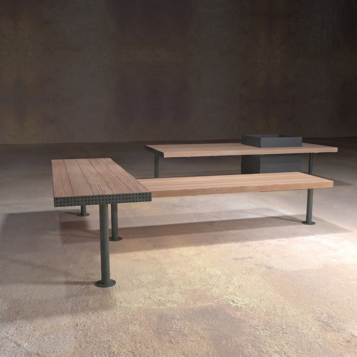 Gewerbefabrik Sitzbank Trebgast Outdoor Bank Parkbank Holz Grau RAL 7011 Stadt