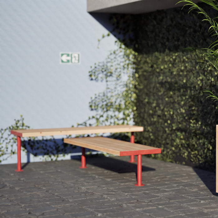 Gewerbefabrik Sitzbank Trebgast Outdoor Bank Parkbank Holz Rot RAL 3001 Park