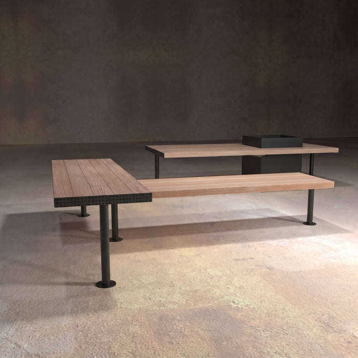 Gewerbefabrik Sitzbank Trebgast Outdoor Bank Parkbank Holz Schwarz RAL 9017 Stadt