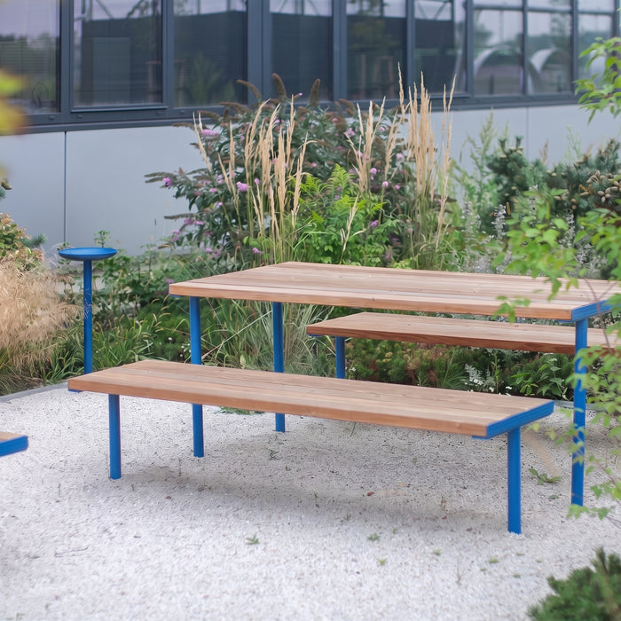 Gewerbefabrik Sitzbank Trebsen Outdoor Bank Parkbank Holz Blau RAL 5005 Park