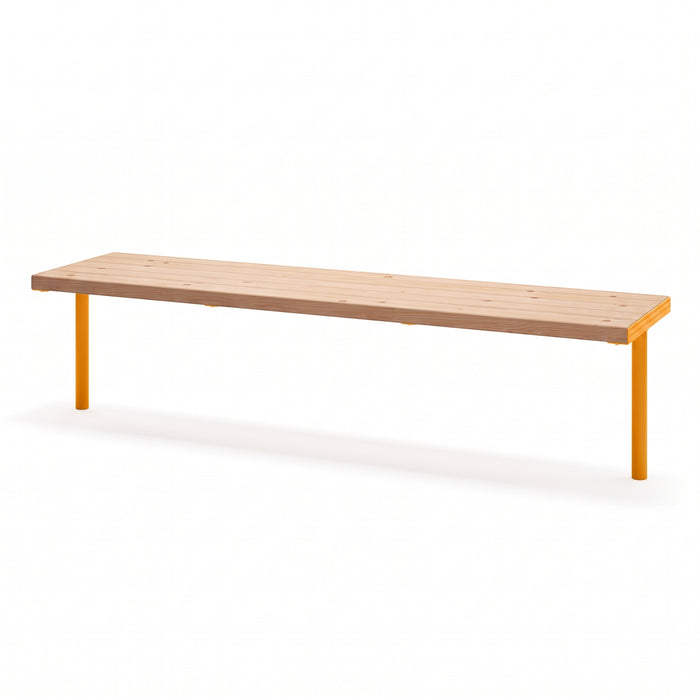 Gewerbefabrik Sitzbank Trebsen Outdoor Bank Parkbank Holz Gelb RAL 1028