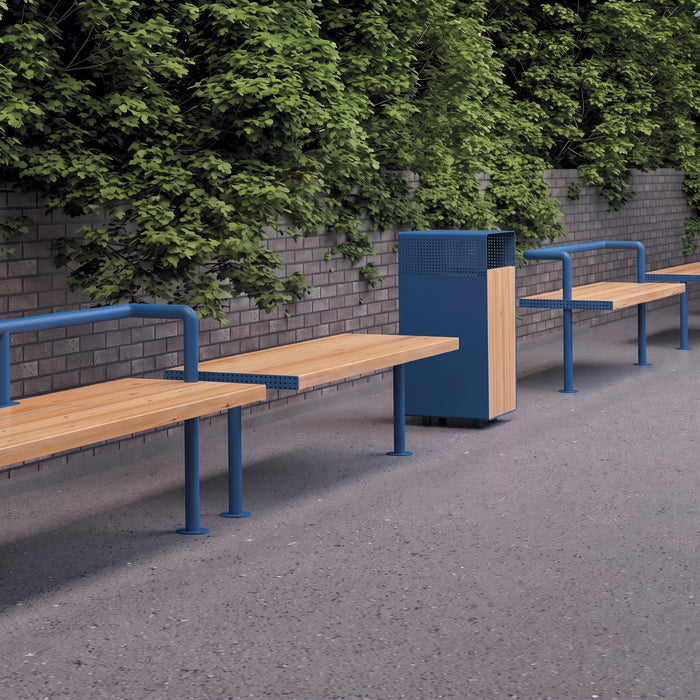 Gewerbefabrik Sitzbank Trebur Outdoor Bank Parkbank Holz Blau RAL 5005 Park