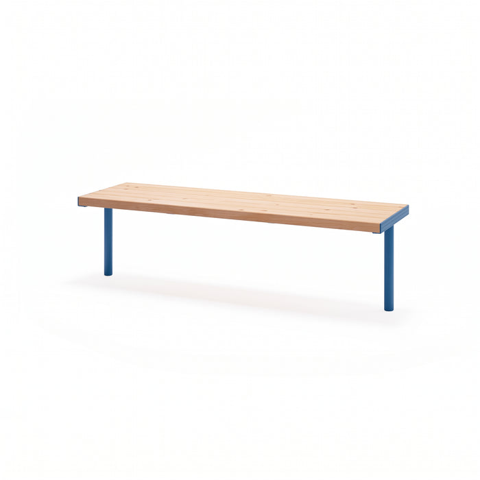 Gewerbefabrik Sitzbank Trebur Outdoor Bank Parkbank Holz Blau RAL 5005