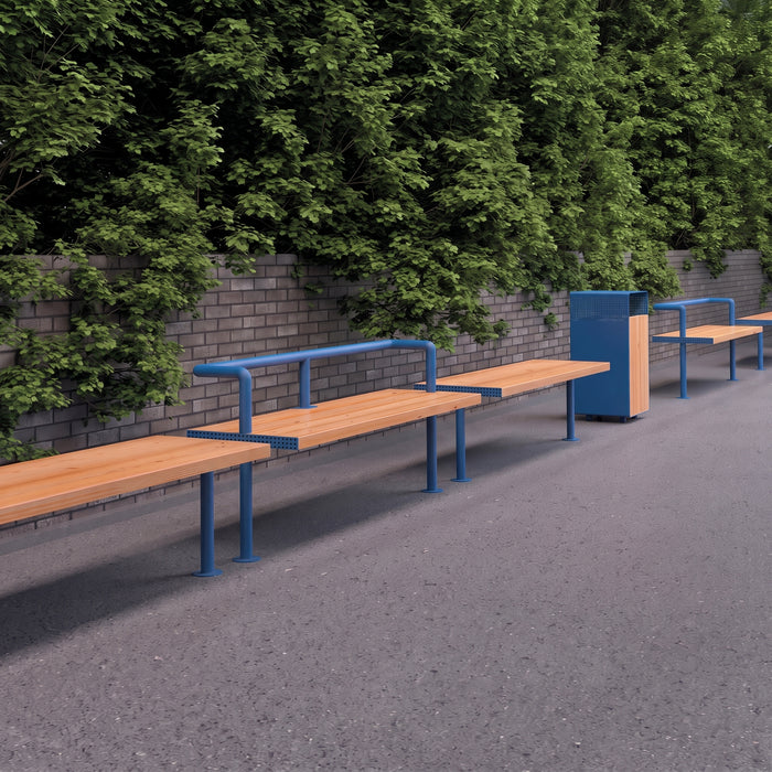 Gewerbefabrik Sitzbank Trebur Outdoor Bank Parkbank Holz Blau RAL 5005 Stadt