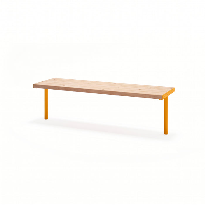 Gewerbefabrik Sitzbank Trebur Outdoor Bank Parkbank Holz Gelb RAL 1028