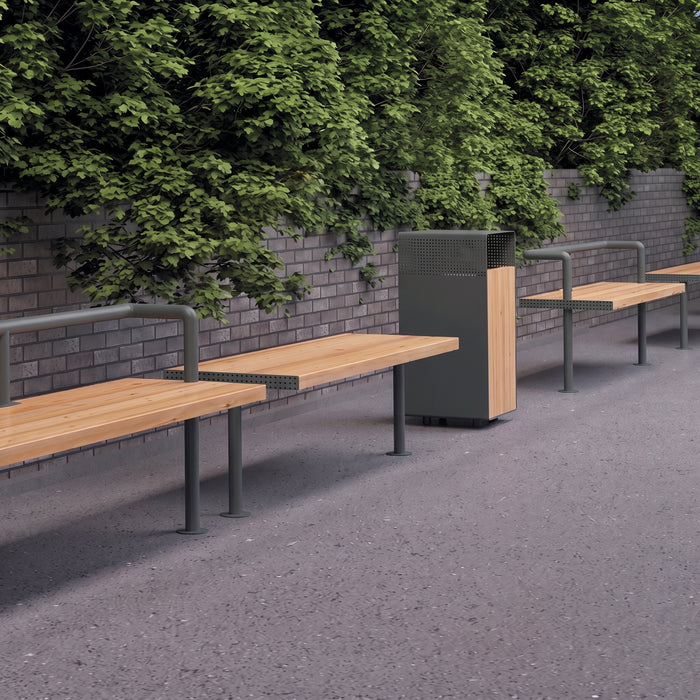 Gewerbefabrik Sitzbank Trebur Outdoor Bank Parkbank Holz Grau RAL 7011 Park