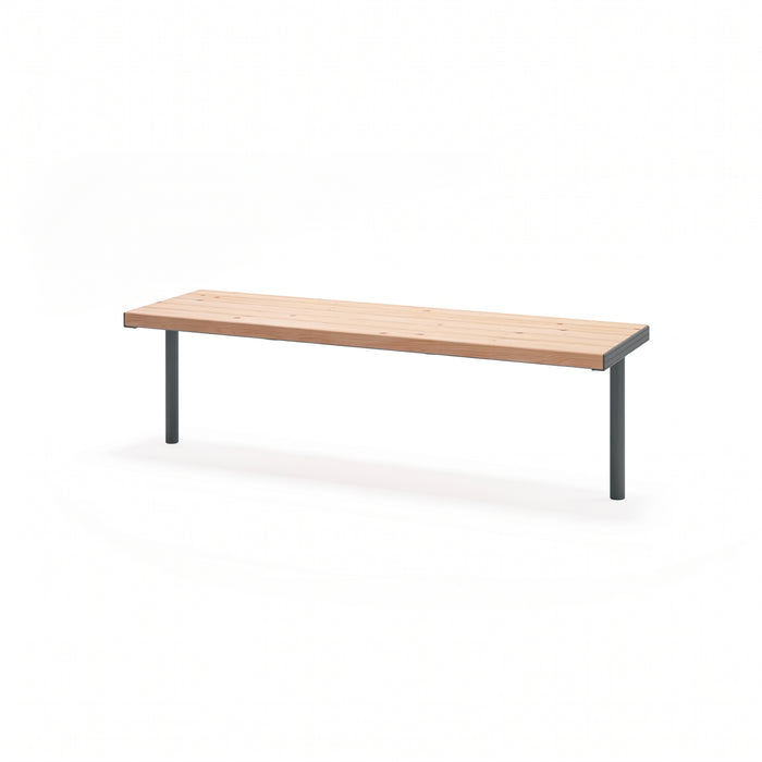 Gewerbefabrik Sitzbank Trebur Outdoor Bank Parkbank Holz Grau RAL 7011