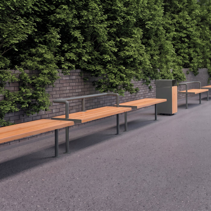 Gewerbefabrik Sitzbank Trebur Outdoor Bank Parkbank Holz Grau RAL 7011 Stadt