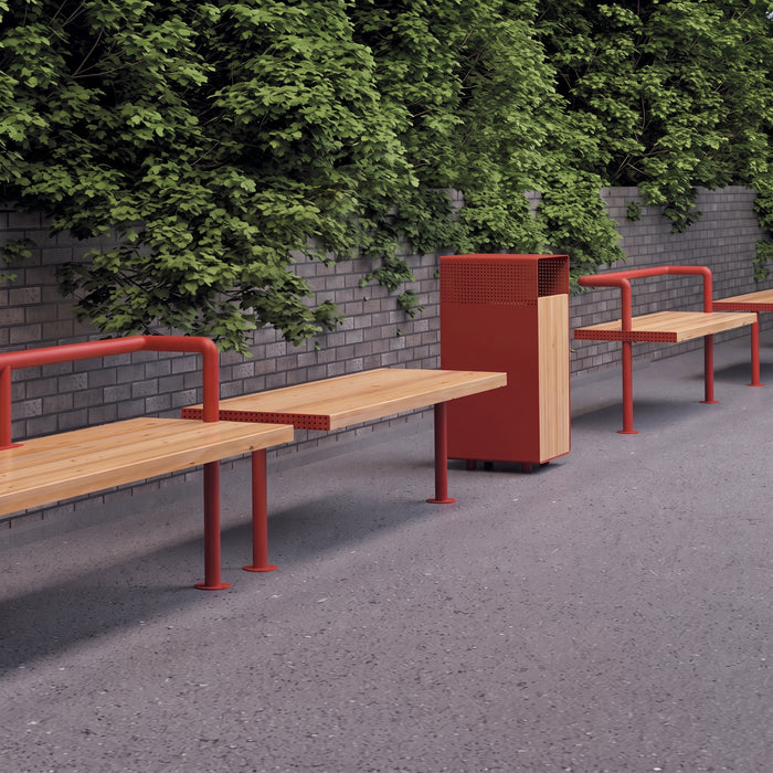 Gewerbefabrik Sitzbank Trebur Outdoor Bank Parkbank Holz Rot RAL 3001 Park