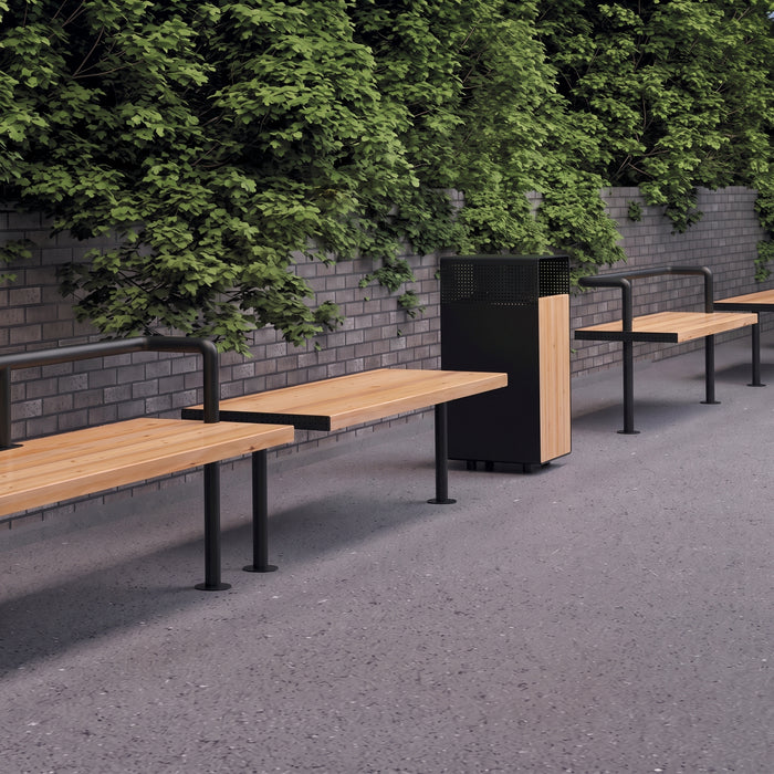 Gewerbefabrik Sitzbank Trebur Outdoor Bank Parkbank Holz Schwarz RAL 9017 Park