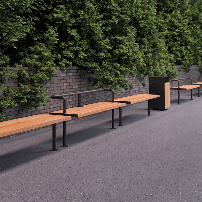 Gewerbefabrik Sitzbank Trebur Outdoor Bank Parkbank Holz Schwarz RAL 9017 Stadt