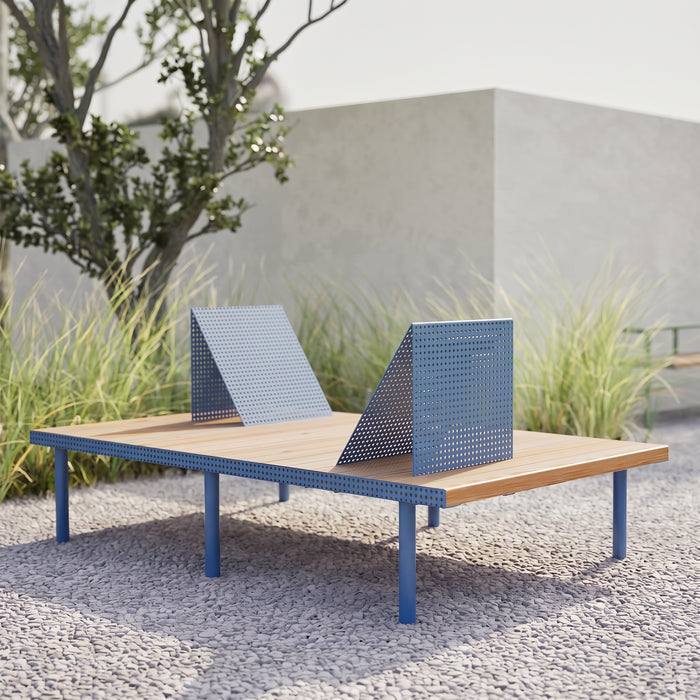 Gewerbefabrik Sitzbank Trostberg Outdoor Bank Parkbank Holz Blau RAL 5005 Park