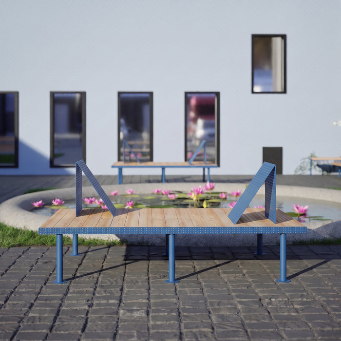 Gewerbefabrik Sitzbank Trostberg Outdoor Bank Parkbank Holz Blau RAL 5005 Stadt